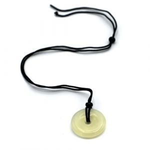 Miracles Minéraux Pendentif Pierre naturelle | Donut Pi chinois| double pointes concentrateur d'énergie (Donut Pi 30 mm cordon réglable de 20-55 cm | Jade) (Miracles Minéraux, neuf)