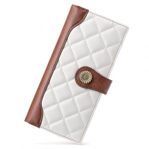FALAN MULE Portefeuille Femme Cuir avec Blocage RFID Grande Femmes Embrayage avec Plusieurs Emplacements pour Cartes et Fermeture &eacute;clai et Bracelet Portefeuille C03 Blanc (FALAN MULE UK, neuf)