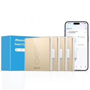 Maxcio Interrupteur Volet Roulant Connect&eacute; Compatible Avec Alexa Et Google Home, Interrupteur Connect&eacute; Volet Roulant Intelligent Avec Minuterie Et Commande Vocale, Interrupteur Tactile (4, Dor&eacute;) (Maxcio Smart Mall, neuf)