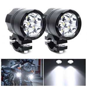 Biqing 2PCS 60W Feux Antibrouillard LED Moto,6 LEDs Phare Moto Feux Additionnels LED Phares Avant Anti Brouillard Projecteur Spot Etanche 6000LM pour 12-24V Véhicules Vélos Voitures Camion (YuanGu, neuf)