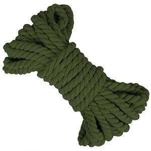 LEREATI Corde Macram&eacute; 8mm x 10m Fil pour Macram&eacute; Fil Coton Naturelle Grosse Corde Ficelle Macram&eacute;, Cordelette 8mm pour Bricolag Tricoter Mural Plante Suspendue Boho Decoration (Vert Arm&eacute;e) (LEREATI, neuf)