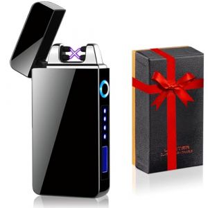ASANMU Briquet électrique,idee Cadeau Papa,Briquet électrique Rechargeable USB Coupe-Vent Double Arc Indicateur de Puissance Contrôle Tactile Briquét pour Bougie,Cadeau Homme Original,Cadeau pour Papa (ASANMU-UK, neuf)