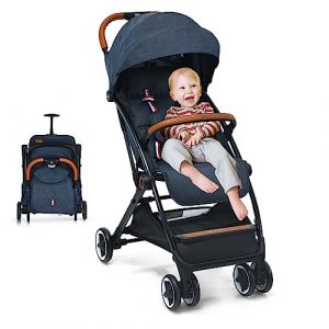 DREAMADE Pousette Légère Compact à 15 KG avec Dossier&Repose-pieds Réglables Pousette Canne Pliante Bébé 6-36 Mois avec Auvent&Moustiquaires&Roues Lisses (Bleu) (DREAMADE, neuf)