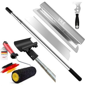 VKE Set Couteau &agrave; Enduire Professionnel avec Perche T&eacute;lescopique 2,1m Poign&eacute;e ergonomique,6PCS Spatule Enduit Multifonctions,Lame 60cm Droit/Angle pour Lissage Parfait Murs & Plafonds (MICROFIRE Ltd., neuf)