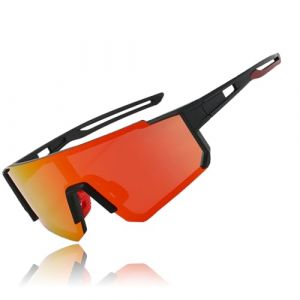 Rosedreamer Lunettes de soleil de sport rapides Hommes Femmes Lunettes de soleil polaris&eacute;es Lunettes de v&eacute;lo Lunettes de course pour VTT V&eacute;lo de course V&eacute;lo de ski Course &agrave; pied avec UV400（orange） (Rosedreamer Direct, neuf)