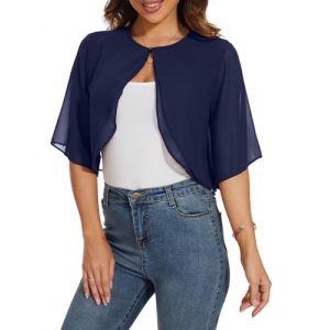 Bol&eacute;ro Femme &Eacute;legant Cardigan en Mousseline de Soie Gilet &agrave; Manches &Eacute;vas&eacute;es Bol&eacute;ro &agrave; Manches Courtes pour Femme Veste El&eacute;gant Chic Cardigan Tops Hauts pour Mariage Robes Plages (HEERCHEN, neuf)