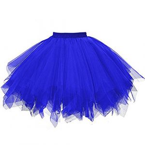 Jupe en tulle pour femme, ballet, danse, tutu vintage années 50 cocktail swing, princesse, jupon court, élégant, formel, A-Bleu, Taille unique (Guoxlhen, neuf)