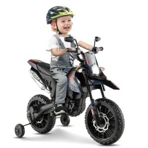 GOPLUS Aprilia RX125 Moto Electrique Enfants 12V avec Phare,Voiture Electrique Enfants avec Musique,Charge 30KG,5,5-6km/h,Moto Porteur Bebe 3-8 Ans(Bleu) (Augenstern24, neuf)