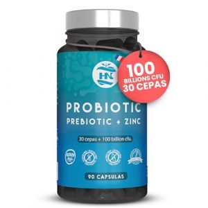 Probiotiques et Prébiotiques - 100 milliards d'UFC - 30 souches bactériennes Prébiotiques et probiotiques avec zinc + inuline pour le soutien immunitaire Probiotique Flore Intestinale (90) (HN - Healthy Nutrition, neuf)
