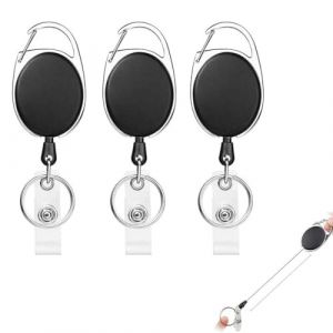 HABNI Porte Badge Enrouleur, 2 pièces Porte-clés Retractable,Avec Ressort Renforcé, Avec Enrouleur de Ceinture Pour Porte CléS Porte Badge de Carte D'Identité,Corde intérieure 60cm (XIANXIAN LI, neuf)