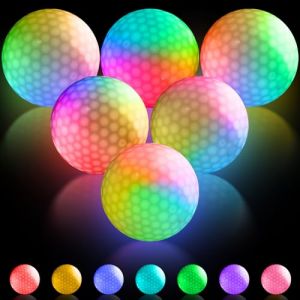 Lot de 6 balles de golf lumineuses &agrave; LED avec 7 couleurs - Balles de golf lumineuses - Balles de golf lumineuses pour la nuit et les tirs de longue distance (RAMONISA SHOP, neuf)