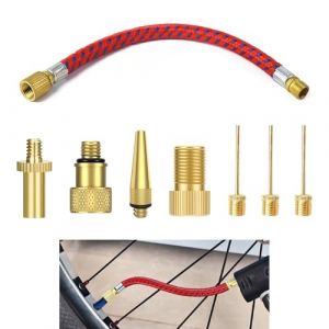 8 Pi&egrave;ces Embout Pompe V&eacute;lo, Adaptateur Valve V&eacute;lo Kit avec Rallonge Valve 16cm, Adaptateurs Presta Schrader Dunlop, Aiguille Gonflage Ballons, pour Matelas Gonflables Trottinette Accessoires Sportifs (XiaoYuQing, neuf)