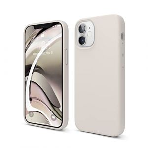 elago Coque de Protection en Silicone Liquide Compatible avec iPhone 12 Mini (5,4"), Silicone de qualité supérieure, Protection intégrale de la Coque : Structure à 3 Couches (Stone) (elago FR officiel, neuf)