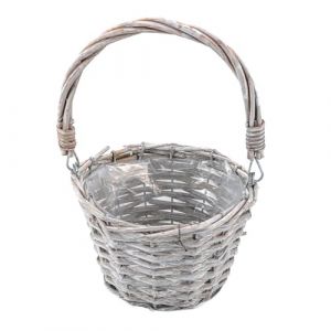 Ideen mit Herz Panier en Osier et Bois de Saule | Film Inclus | Présentation, Emballage Cadeau, Décoration | Diamètre 15 cm, Hauteur 26 cm | Fleurs (Gris) (Ideen mit Herz, neuf)