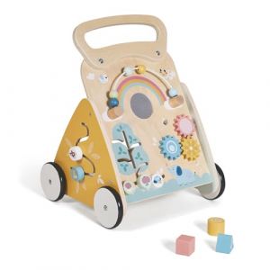 MS Montessori MIMO - Trotteur en bois pour bébé | Chariot de marche avec jouets et activités pour les premiers pas | Déambulateur bébé +12 mois (SLEEP & PLAY, neuf)