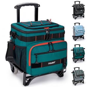 TOURIT Sac Glacière de Plage avec roulettes, Grande Capacité 28L Portable et Résistant Idéal pour Pique-Nique, Camping, Voyage Glacière Isotherme pour Aliments et Boissons Vert (Jierhan FR, neuf)