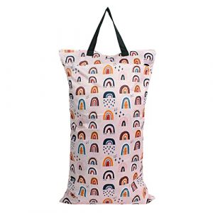 MHwan Sac &agrave; Couches, Sac a Couches Bebe, Imperm&eacute;able Double Zip Pocket Hanging Wet Dry Bag, Lavable et R&eacute;utilisable, Convient aux Couches B&eacute;b&eacute;, Fitness, Plage, Piscine (Rose) (MHwan, neuf)