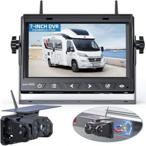 VASTEND Solaire Caméra de Recul sans Fil, 10000mAh Caméra Magnétique à Batterie Rechargeable avec 7" Moniteur, 170° Grand Angle, Installation de Bricolage, pour Camions, Camping Car, Caravane (HYPERLOOP LIMITED, neuf)