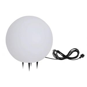 TRANGO Boule de jardin 250W IP65 25cm &Oslash; en aspect pierre naturelle blanc mat *SNOW* avec c&acirc;ble d'alimentation IP44 de 5 m&egrave;tres avec 1x douille E27, boule lumineuse, lampe de jardin, lumi&egrave;re ext&eacute;rieure (Trango-Brilon, neuf)