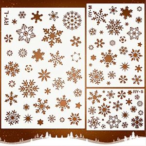 Mocoosy No&euml;l flocon de neige pochoirs-flocon de neige pochoirs pour la peinture sur bois r&eacute;utilisables en plastique pochoirs mod&egrave;le artisanat flocon de neige de No&euml;l pour fen&ecirc;tre porte murale en verre (Mocoosy Direct, neuf)