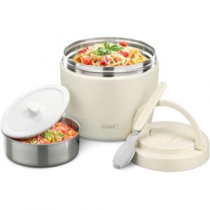 Itslife Bo&icirc;te Alimentaire Isotherme, 970ml Boite Isotherme Repas Chaud, Lunch Box Isotherme avec Cuill&egrave;re, Thermos Alimentaire Chaud en Acier Inoxydable, Thermos Isotherme pour Ecole Bureau (Beige) (Itslifeuk, neuf)