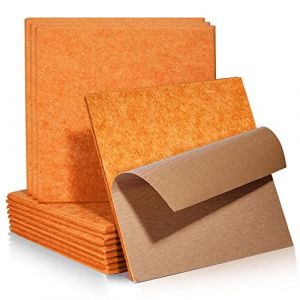 Lot de 12 plaques acoustiques carr&eacute;es auto-adh&eacute;sives - Absorbeurs acoustiques - Haute densit&eacute; - Pour mur, plafond, bois et porte - Panneau acoustique - Plaque acoustique - 30 x 30 x 0,9 cm - Orange (Lanbow-eu, neuf)