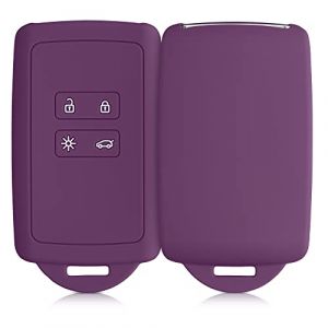 kwmobile Accessoire clé de Voiture Compatible avec Renault Smart Key 4-Bouton (Keyless Go Uniquement) - Coque en Silicone Souple avec Embout Porte-Clé - Magenta Lilas (SX-Commerce, neuf)