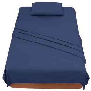 FARFALLAROSSA Parure De Lit 120x190/200 3 Pièces en Microfibre - Drap Housse 120x200 cm - Drap Plat 1 Personne 180x280 cm - 1 Taie d'oreiller 50x80 - Bleu (Trame Italiane, neuf)