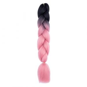 Extension Cheveux Naturel Extensions de cheveux synthétiques Jumbo Braids DIY 24" 100g Tresses en boîte pré-étirées Gris Blanc Noir Marron for enfants femmes(F) (Mobang Ubest, neuf)