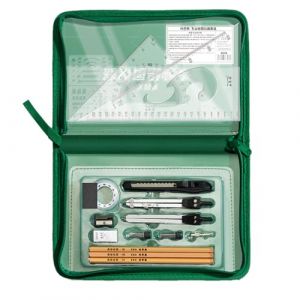 26 pi&egrave;Ces Kit G&eacute;Om&eacute;Trie Math&eacute;Matiques Inclut Des Compas Une Mine Une Rapporteur Une R&egrave;Gle Et Pochette &agrave; Outils etc, college, bureau et universit&eacute; (ANETTEE GLOBALISS, neuf)