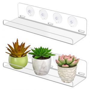 Lot de 2 &eacute;tag&egrave;res &agrave; ventouse pour fen&ecirc;tre, 30 cm, support mural de fen&ecirc;tre avec 8 ventouses, transparent, &eacute;tag&egrave;re murale pour jardins int&eacute;rieurs, plantes d'int&eacute;rieur (Astronomy Sp. z o.o., neuf)