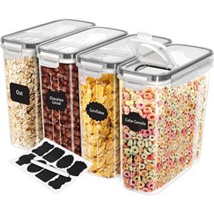 Kichly Boite de Rangement Cuisine (Lot de 4) - Plastique sans BPA - Bocaux Hermetiques Alimentaires en Scell&eacute;e avec Couvercle - Conservation Farine, Sucre, Pates, C&eacute;r&eacute;ales, Riz, (Utopia Brands, neuf)