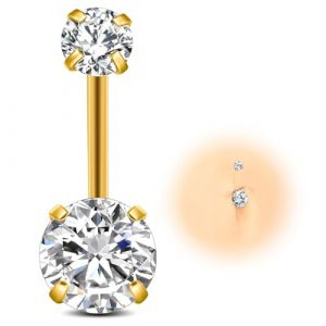 ESHIONER G23 Titane Piercing Nombril Or Rose Bleu Violet Coloré Diamant Le Petit Courte Longue Grossesse Percing au Nombril Bijoux Piercing pour Femme 14G 12MM (ESHIONER Jewellery Outlet, neuf)