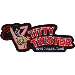 Écusson Thermocollant: "Titty Twister" Patch biker à coudre/thermocoller | Autocollant pour motard à utiliser sur tous les tissus | Appliqué pour accessoires de moto | 100x40mm (EXPRESS-STICKEREI, neuf)