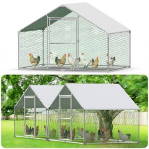 Enclos Poulailler, Enclos Poule en Métal Galvanisé, Poulailler d'Extérieur avec Toit Pare-Soleil, en PVC Serrure, Porte pour Poules Lapins Petits Animaux, Voliere Oiseaux Exterieur,2x3x2m (Kidsgigglz Shop, neuf)