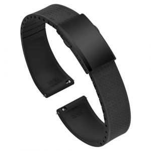 ULLCHRO FKM Bracelet Montre 20mm 22mm Bracelets de Montre FKM Caoutchouc fluoré à Dégagement Rapide Souples et Durables Bracelet de Remplacement pour Homme Femme (22mm, Noir) (Ullchro-EU, neuf)
