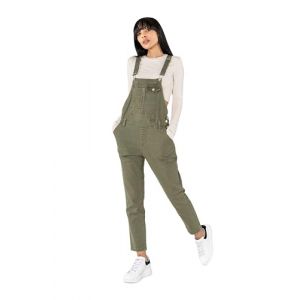 Nina Carter Salopette en jean boyfriend pour femme, combinaison, look usé, combinaison d'été, kaki (S512-9), S (Miss Noir, neuf)