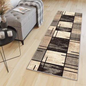 HaiTaoSy Tapis de Cuisine Lavable en Machine 90 x 200cm, Tapis Couloir Antid&eacute;rapant (sur Mesure & 10 Designs), Beige, Marron (Life- Home, neuf)