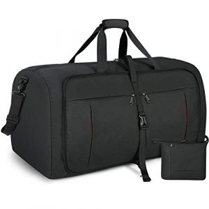 NUBILY Sac de Voyage Pliable pour Homme et Femme 80L Imperm&eacute;able Sac de Sport L&eacute;ger Sac Weekend Maternit&eacute; pour Cabine Maternit&eacute; Noir (SZN EU, neuf)