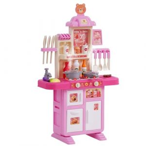 VEVOR Cuisine pour Enfants avec Cuisinière à Vapeur, Sons, Lumières, 48 Accessoires pour Tout-Petits, Âge Préscolaire 3-5 Ans, Rose (Giaticia, neuf)