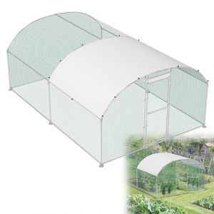 HENGMEI - Poulailler 300 x 400 x 200 cm - Parc &agrave; poules - Cages pour petits animaux - Voli&egrave;re en acier galvanis&eacute; avec toit en PE - Parc ext&eacute;rieur avec serrure - Poulailler &agrave; d&ocirc;me (Tendabin, neuf)