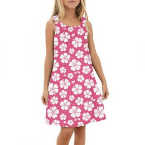 Robe Debardeur Fille été 4-14 ans col Halter sans Manches Fleurie Robe Princesse Ado Fille Chic et Elegant Legere Fluide Habillée Confortable Casual Plage Vacances Dress (13-14 ans, Rose vif) (SoLu DAY8, neuf)