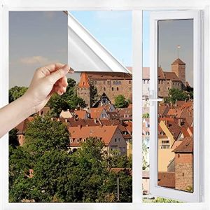 Film Miroir Fen&ecirc;tre sans Tain Anti Chaleur Anti-Regard Contr&ocirc;le de la Temp&eacute;rature Protection de la Vie Priv&eacute;e Film Adh&eacute;sif R&eacute;fl&eacute;chissant pour Fen&ecirc;tre Maison Bureau Magasin (Marron-Argent, 60 * 300cm) (Fueegue, neuf)