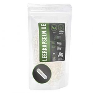 200 gélules entériques | taille 00 | gélules vides | végétaliennes - haute qualité | se dissolvent uniquement dans l'intestin grêle (200 pièces taille 00) (foodfrog, neuf)