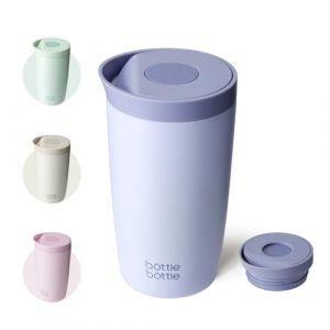 BOTTLE BOTTLE &ndash; Thermos isotherme de voyage de 350 ml en acier inoxydable avec bouton-poussoir, tasse &agrave; caf&eacute; pour bureau, conserve le froid et le chaud pendant 8 heures (Bleu) (bottlebottle Inc, neuf)