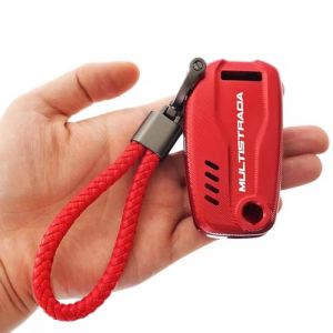 Accessoires de moto pour Ducati Multistrada V2 V2S V4 V4S MTS 1260 1260S 950S 2017-2024 2025 Coque de cl&eacute; anti-rayures FOB t&eacute;l&eacute;commande housse de protection et porte-cl&eacute;s (Rouge) (MOWOK, neuf)