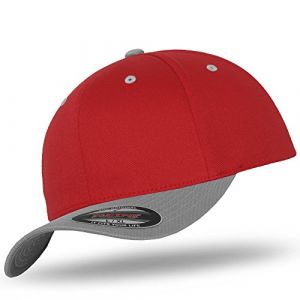 Flexfit Original Casquette Baseball Casquette de Baseball Cap Wooly Peign&eacute; Im Bundle avec UD T&ecirc;te de Mort Bandana dans Beaucoup de Couleurs - rouge/gris, S/M (55-58 cm) (urbandreamz, neuf)