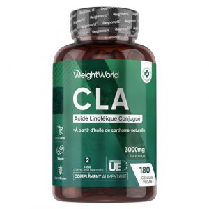 80% Acide Linoléique Conjugué CLA 3000mg par Jour - 180 Gélules (2Mois) - Issu de 100% d'Huile de Carthame - Source d'Acides Gras Essentiel Oméga 6 - Spécial Sport (Comfort Click, neuf)