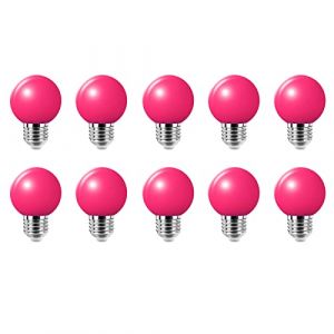 Jiotouhu Paquet de 10 Ampoule LED de couleur 2W Ampoules à vis E27 pour mariage Halloween Fête De Noël Bar Ambiance Ambiance Décor Rose (BTFEU, neuf)