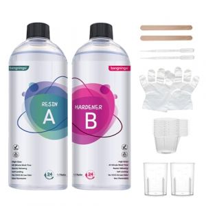 R&eacute;sine &Eacute;poxy Transparente 500 ml (Kit 1:1) &ndash; Ultra Claire R&eacute;sine Autonivelante et Durcisseur, Anti-Jaunissement, Sans Bulles&ndash; Pour Les Bijoux, River Table, Rev&ecirc;tements et D&eacute;corations DIY (Souvik EU, neuf)